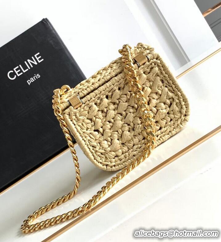 Super Quality CELINE Mini Chain Claude IN Raffia Plein Soleil Bag 10513