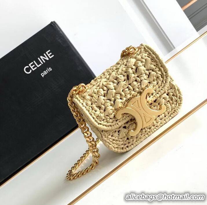 Super Quality CELINE Mini Chain Claude IN Raffia Plein Soleil Bag 10513