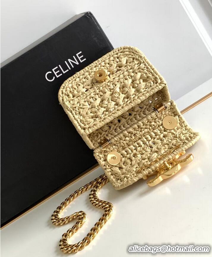 Super Quality CELINE Mini Chain Claude IN Raffia Plein Soleil Bag 10513