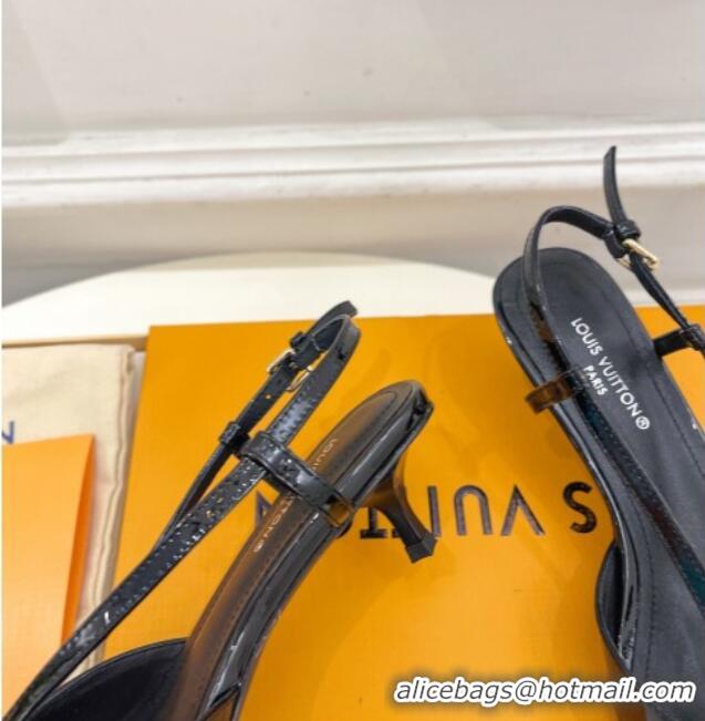 Stylish Louis Vuitton Stellar Slingback Pumps 4cm in Patent Leather Black 127005