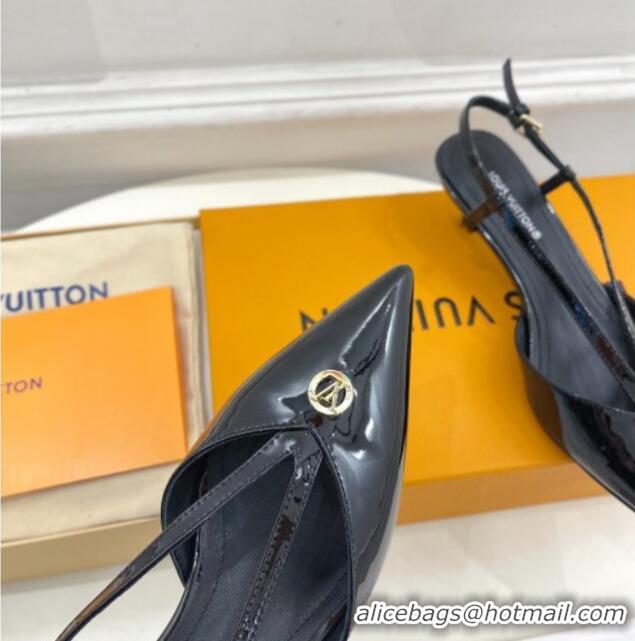 Stylish Louis Vuitton Stellar Slingback Pumps 4cm in Patent Leather Black 127005