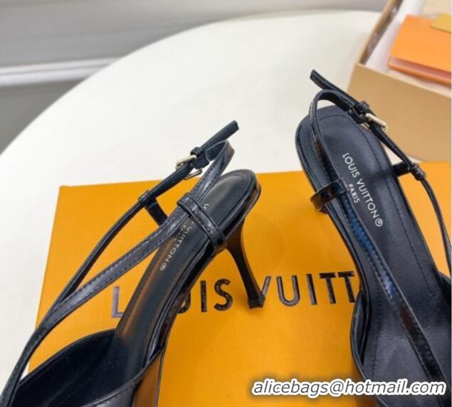 Sophisticated Louis Vuitton Stellar Slingback Pumps 7cm in Glazed Leather Black 127006