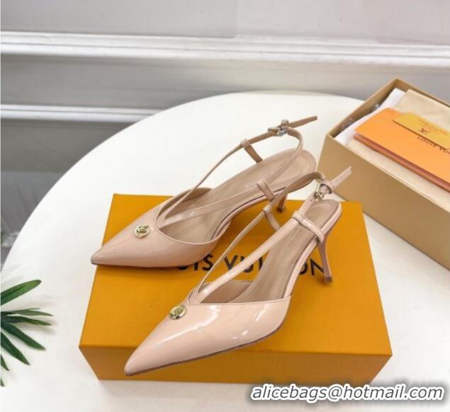 Grade Louis Vuitton Stellar Slingback Pumps 7cm in Patent Leather Nude 127008