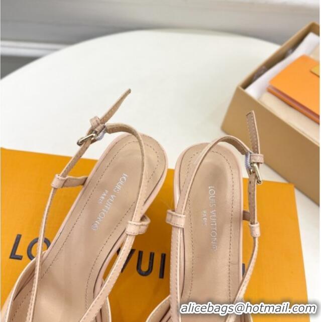 Grade Louis Vuitton Stellar Slingback Pumps 7cm in Patent Leather Nude 127008