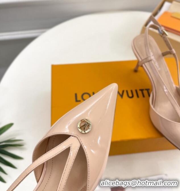 Grade Louis Vuitton Stellar Slingback Pumps 7cm in Patent Leather Nude 127008