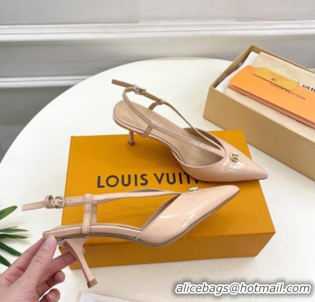 Grade Louis Vuitton Stellar Slingback Pumps 7cm in Patent Leather Nude 127008