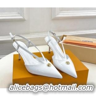 Hot Style Louis Vuitton Stellar Slingback Pumps 7cm in Patent Leather White 127009