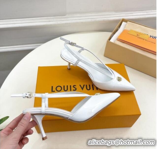 Hot Style Louis Vuitton Stellar Slingback Pumps 7cm in Patent Leather White 127009