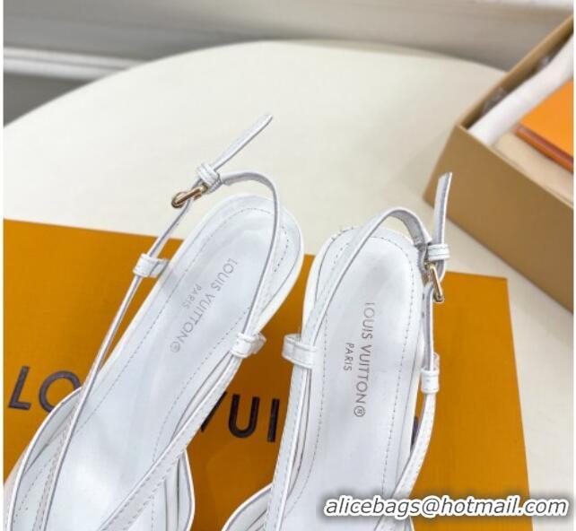 Hot Style Louis Vuitton Stellar Slingback Pumps 7cm in Patent Leather White 127009