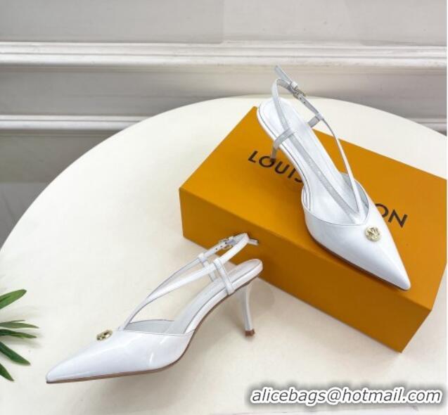 Hot Style Louis Vuitton Stellar Slingback Pumps 7cm in Patent Leather White 127009