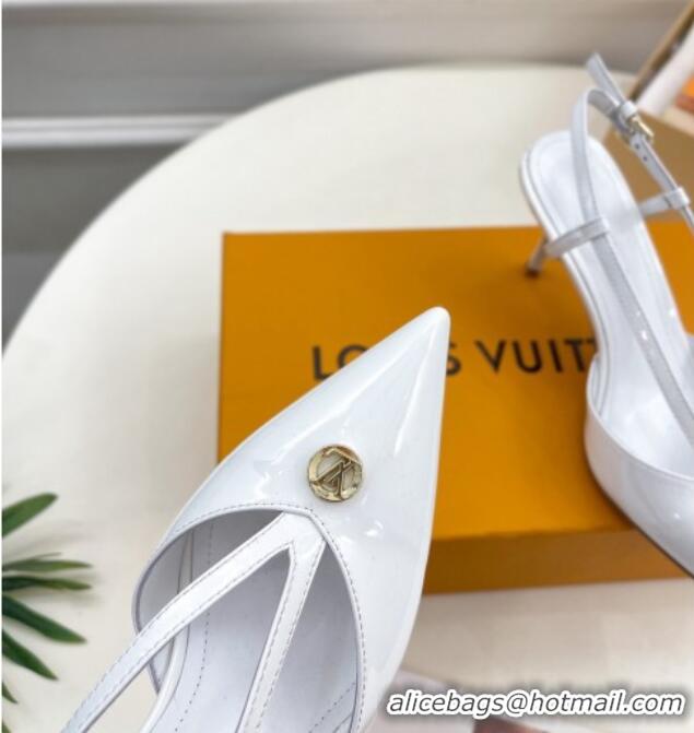 Hot Style Louis Vuitton Stellar Slingback Pumps 7cm in Patent Leather White 127009