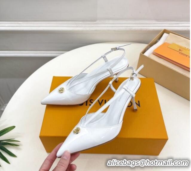 Hot Style Louis Vuitton Stellar Slingback Pumps 7cm in Patent Leather White 127009