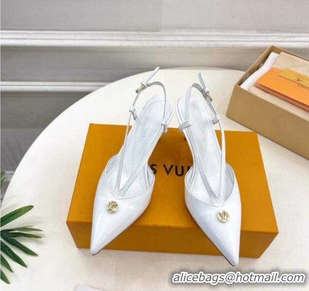 Hot Style Louis Vuitton Stellar Slingback Pumps 7cm in Patent Leather White 127009