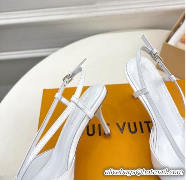 Hot Style Louis Vuitton Stellar Slingback Pumps 7cm in Patent Leather White 127009