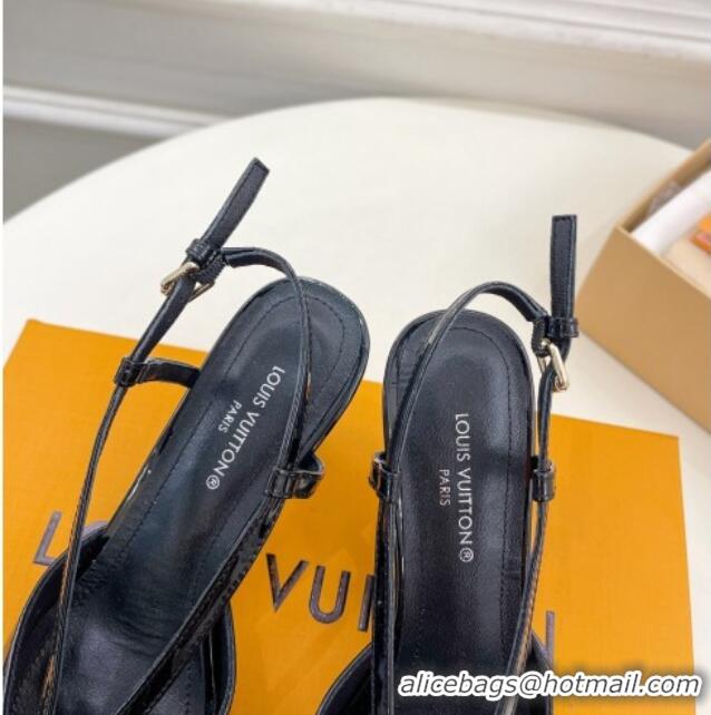 Duplicate Louis Vuitton Stellar Slingback Pumps 7cm in Patent Leather Black 127010