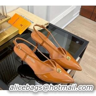 Stylish Louis Vuitton Stellar Slingback Pumps 7cm in Patent Leather Brown 127011