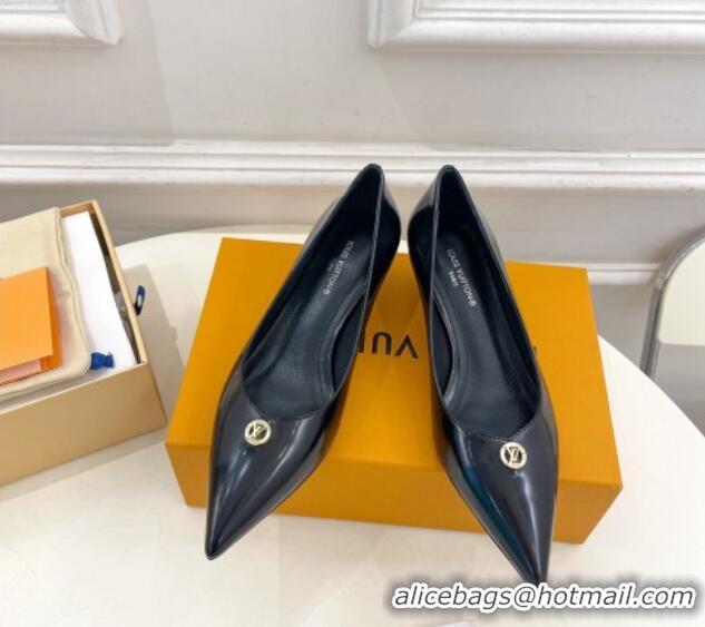 Best Product Louis Vuitton Stellar Pumps 4cm in Glazed Calf Leather Black 127013