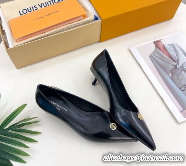 Best Product Louis Vuitton Stellar Pumps 4cm in Glazed Calf Leather Black 127013