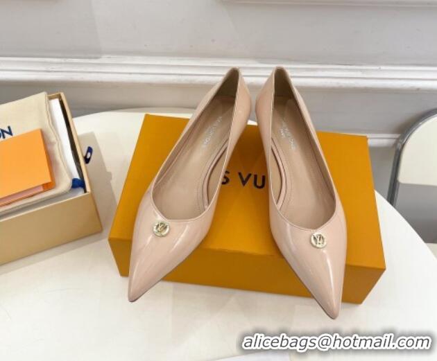 Pretty Style Louis Vuitton Stellar Pumps 4cm in Patent Calf Leather Nude 127014