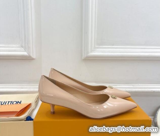 Pretty Style Louis Vuitton Stellar Pumps 4cm in Patent Calf Leather Nude 127014