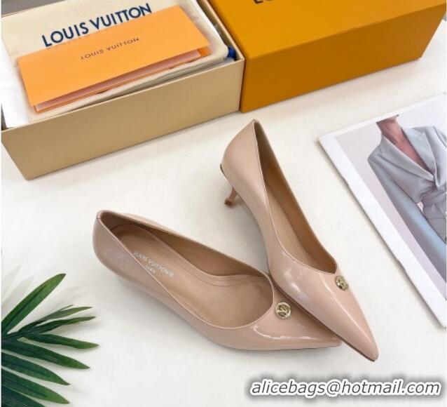 Pretty Style Louis Vuitton Stellar Pumps 4cm in Patent Calf Leather Nude 127014