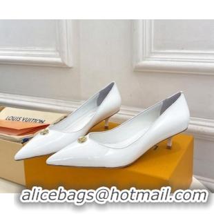 Perfect Louis Vuitton Stellar Pumps 4cm in Patent Calf Leather White 127015