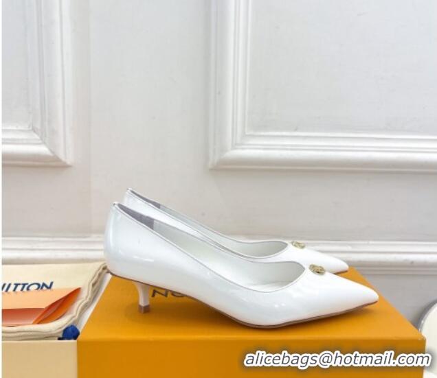 Perfect Louis Vuitton Stellar Pumps 4cm in Patent Calf Leather White 127015