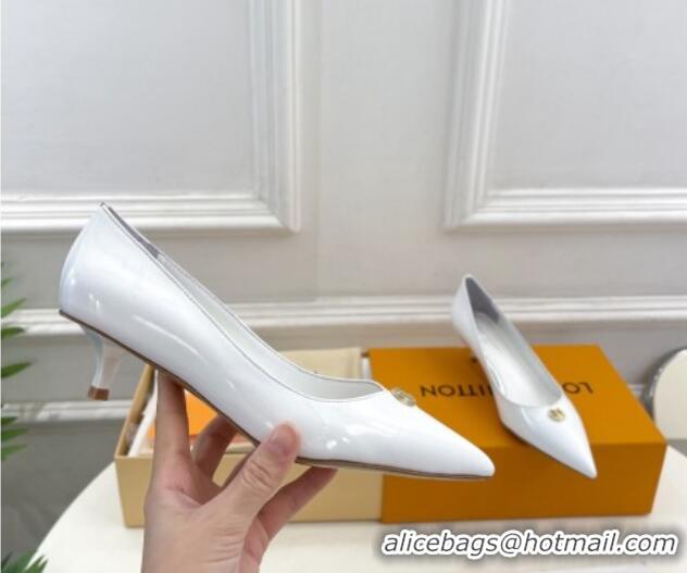 Perfect Louis Vuitton Stellar Pumps 4cm in Patent Calf Leather White 127015