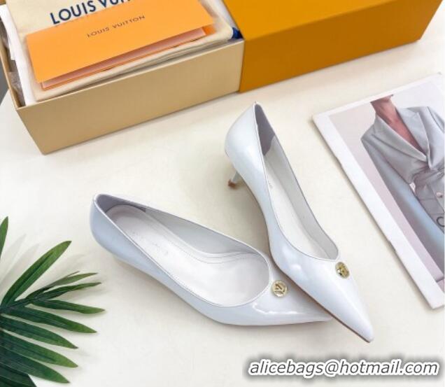 Perfect Louis Vuitton Stellar Pumps 4cm in Patent Calf Leather White 127015