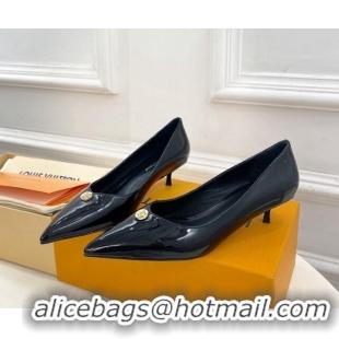 Good Looking Louis Vuitton Stellar Pumps 4cm in Patent Calf Leather Black 127016