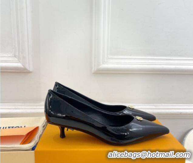 Good Looking Louis Vuitton Stellar Pumps 4cm in Patent Calf Leather Black 127016