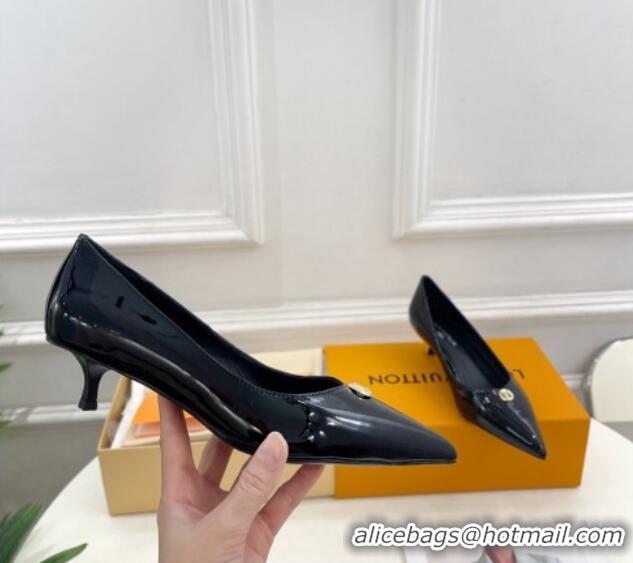 Good Looking Louis Vuitton Stellar Pumps 4cm in Patent Calf Leather Black 127016