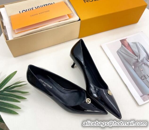 Good Looking Louis Vuitton Stellar Pumps 4cm in Patent Calf Leather Black 127016