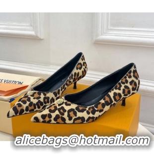 Good Quality Louis Vuitton Stellar Pumps 4cm in Leopard Print Hairy Leather Brown 127017