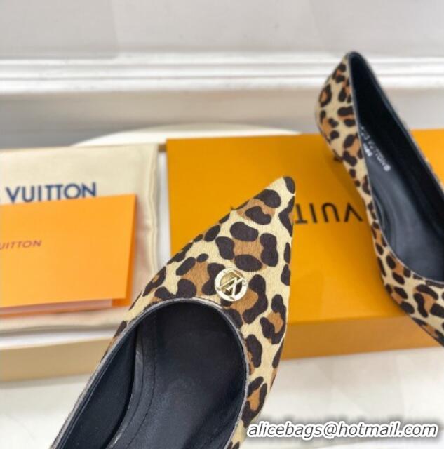 Good Quality Louis Vuitton Stellar Pumps 4cm in Leopard Print Hairy Leather Brown 127017