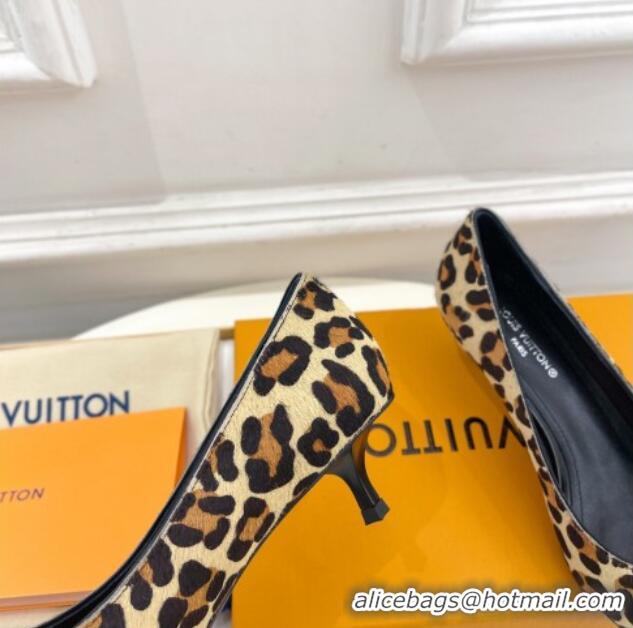 Good Quality Louis Vuitton Stellar Pumps 4cm in Leopard Print Hairy Leather Brown 127017