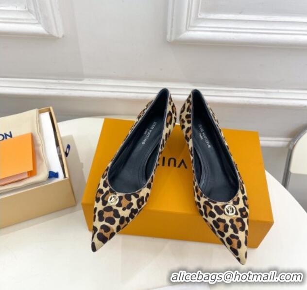 Good Quality Louis Vuitton Stellar Pumps 4cm in Leopard Print Hairy Leather Brown 127017