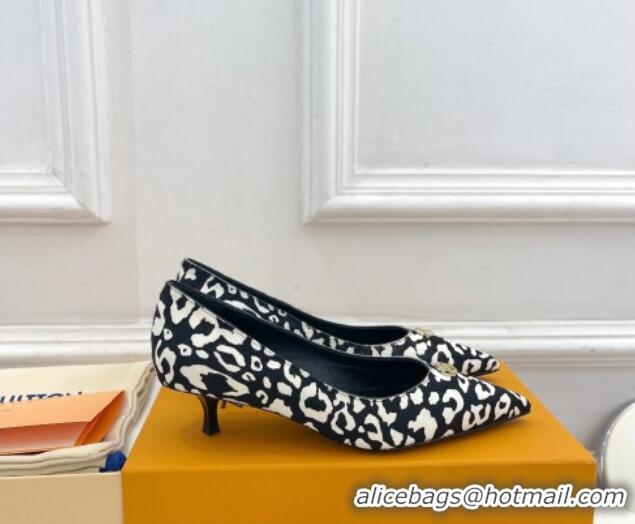 Unique Style Louis Vuitton Stellar Pumps 4cm in Leopard Print Hairy Leather Black/White 127018