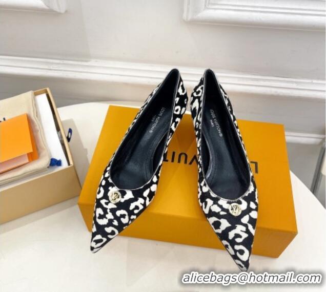 Unique Style Louis Vuitton Stellar Pumps 4cm in Leopard Print Hairy Leather Black/White 127018