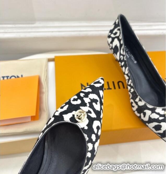 Unique Style Louis Vuitton Stellar Pumps 4cm in Leopard Print Hairy Leather Black/White 127018