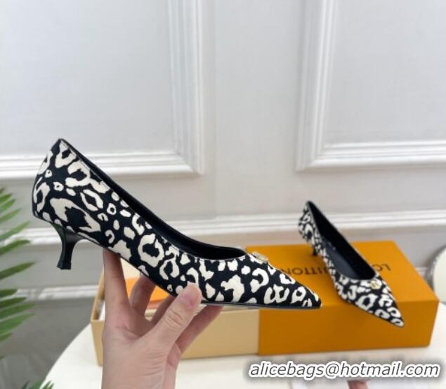 Unique Style Louis Vuitton Stellar Pumps 4cm in Leopard Print Hairy Leather Black/White 127018