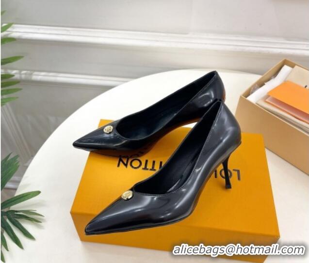 Grade Quality Louis Vuitton Stellar Pumps 7cm in Glazed Calf Leather Black 127019