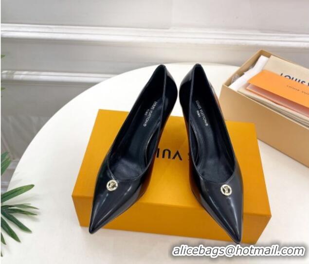 Grade Quality Louis Vuitton Stellar Pumps 7cm in Glazed Calf Leather Black 127019