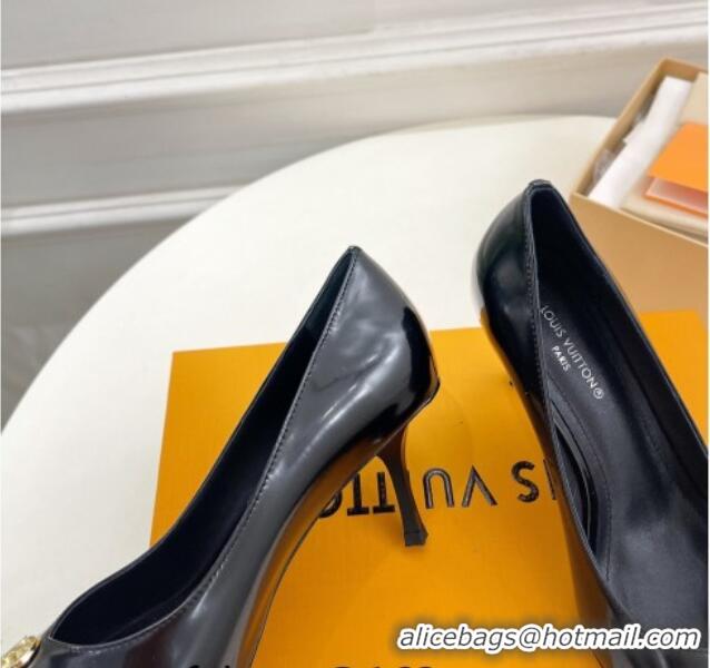 Grade Quality Louis Vuitton Stellar Pumps 7cm in Glazed Calf Leather Black 127019