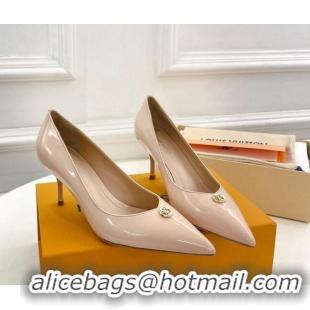 Best Grade Louis Vuitton Stellar Pumps 7cm in Patent Calf Leather Nude 127021