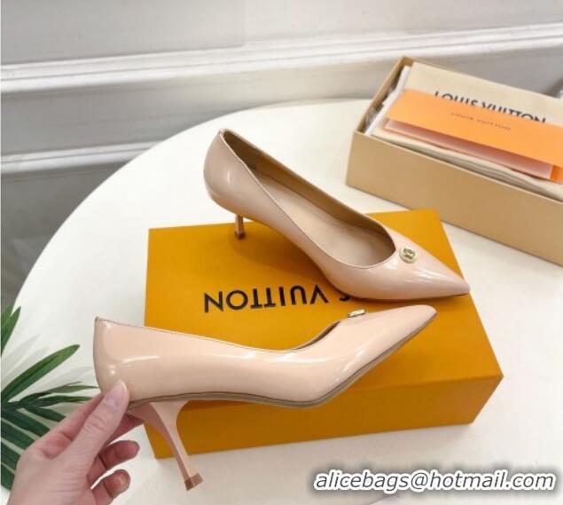 Best Grade Louis Vuitton Stellar Pumps 7cm in Patent Calf Leather Nude 127021