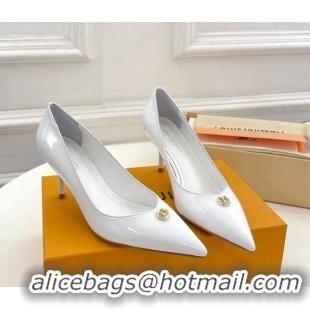 Shop Duplicate Louis Vuitton Stellar Pumps 7cm in Patent Calf Leather White 127022