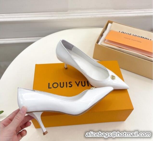 Shop Duplicate Louis Vuitton Stellar Pumps 7cm in Patent Calf Leather White 127022