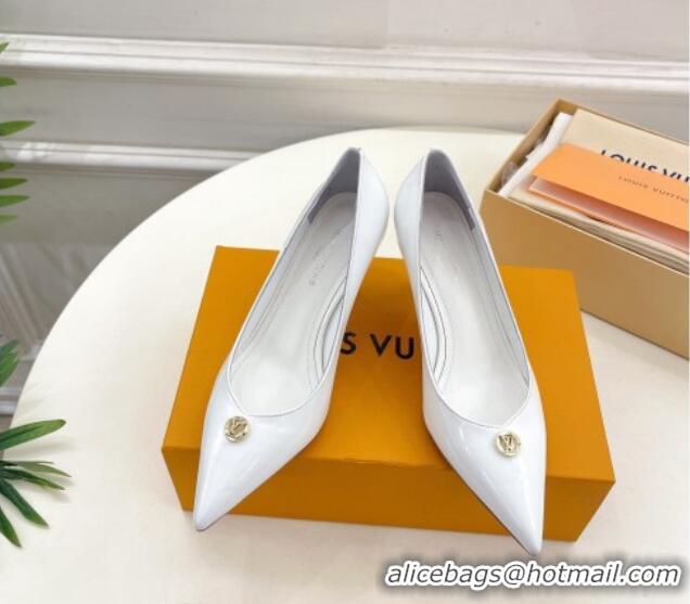 Shop Duplicate Louis Vuitton Stellar Pumps 7cm in Patent Calf Leather White 127022