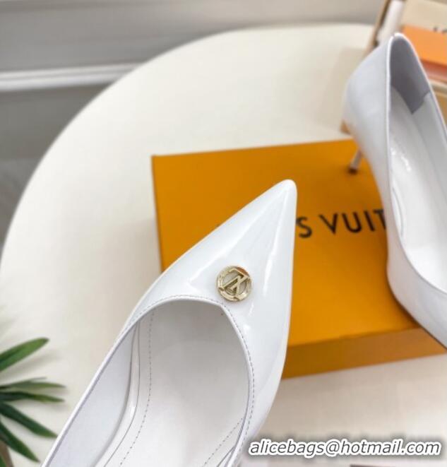 Shop Duplicate Louis Vuitton Stellar Pumps 7cm in Patent Calf Leather White 127022